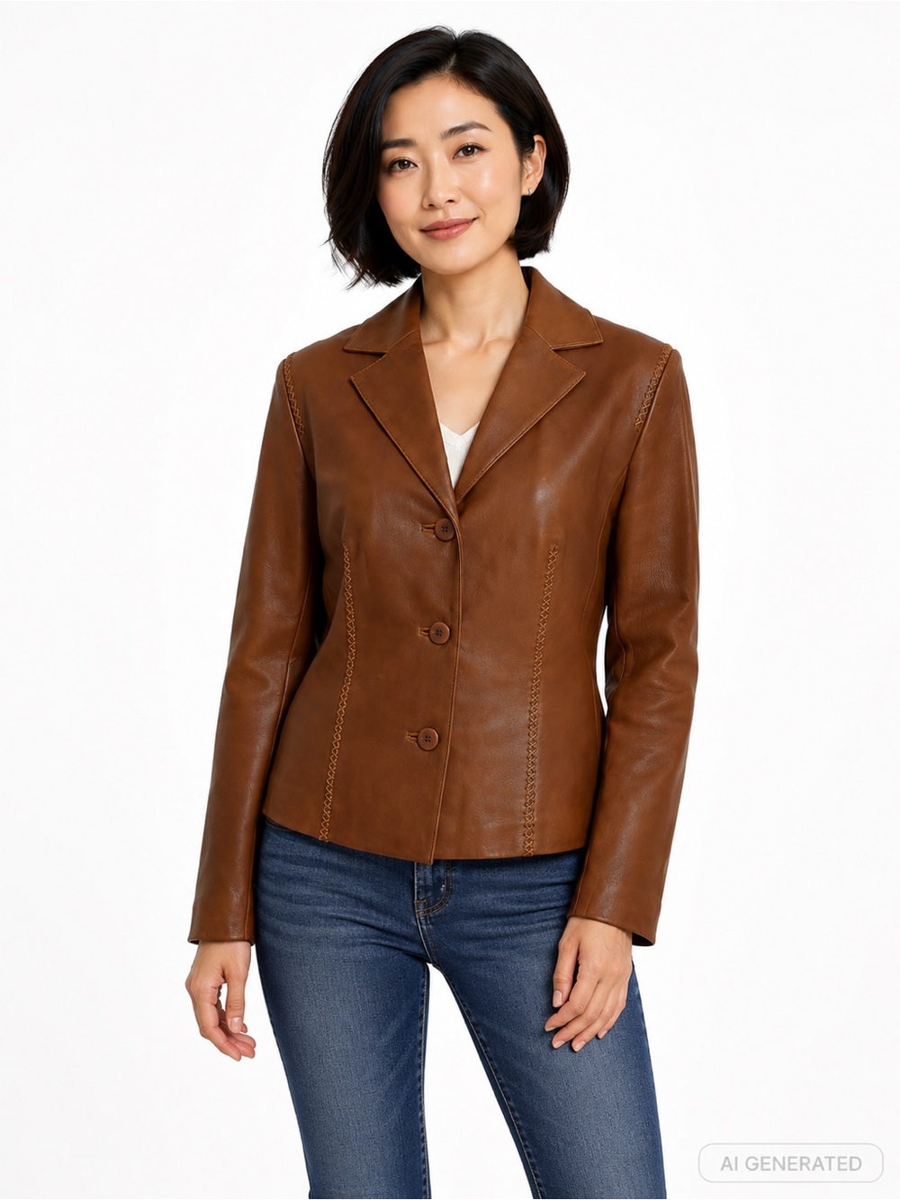 Danier Genuine Leather Blazer Vintage Camel Size Medium